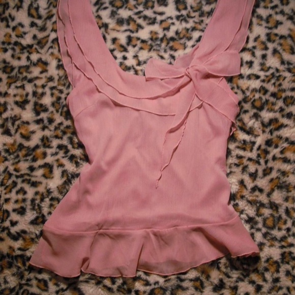 PINK ruffle bow blouse SMALL - Picture 1 of 3